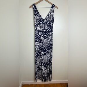 Lilly Pulitzer Sloane Oh Cabana Boy Zebra Maxi Dress, Size M, Navy Blue White